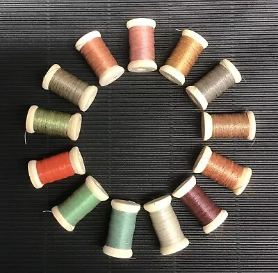 Vintage Japanese Urushi & Sunago Thread Collection.12x15metres On Wooden Bobbins • £29.95