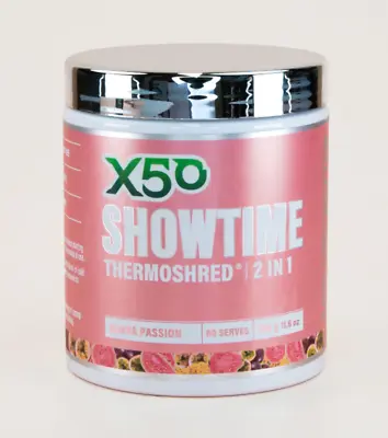 X50 Showtime 2in1 60srv Thermoshred Pre Workout Fat Burner Green Tea Oxy Shred • $59.95