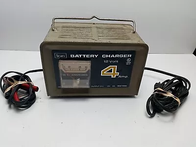 Vintage SEARS 4 Amp 12 Volt Battery Charger Trsted See Pics Very Rare 608.71560 • $48.95