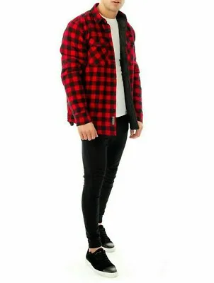 Mens Padded Quilted Fleece Lined Lumberjack Jacket Warm Flannel Workshirt 822 • £13.99