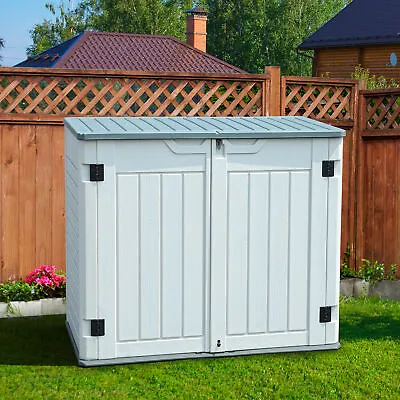 Waterproof Lockable Deck Garden Bikes Tool Storage Gray Outdoor Resin Shed Patio • $227.75