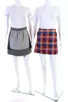 J Crew Womens Abstract Plaid Print Pencil Skirts Multicolor Size 00 4 Lot 2 • $2.99