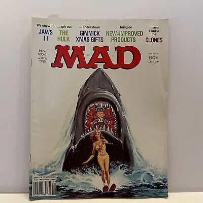 Mad Magazine January 1979 No. 204 Jaws II And The Hulk Fine Plus Don Martin • $19.95