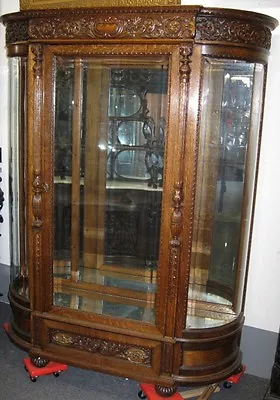 Victorian Beveled Glass Carved Oak China Cabinet Attr. R.j. Horner • $4850