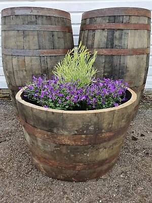 Large Oak Half Whisky Barrel Tree Shrub Bush Flower Garden Planter Pot Tub  • £49.99