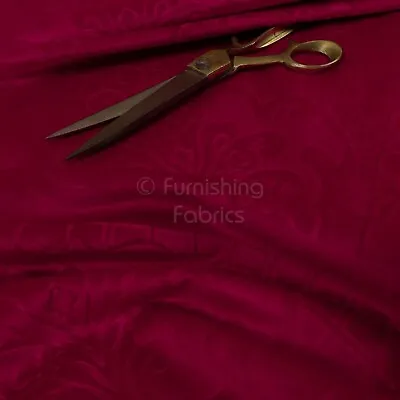 £0.99 • Buy New Furnishing Embossed Damask Velvet Upholstery Fabric In Red Colour