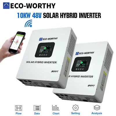 10KW Solar Hybrid Inverter 48V DC 120V-240V AC Split Phase Power Inverter MPPT • $1349.99