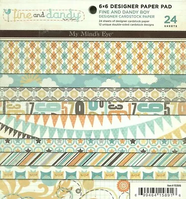 Fine & Dandy Boy Blue Green Yellow Patterns My Mind's Eye 6 X 6 Paper Pad • $5.99