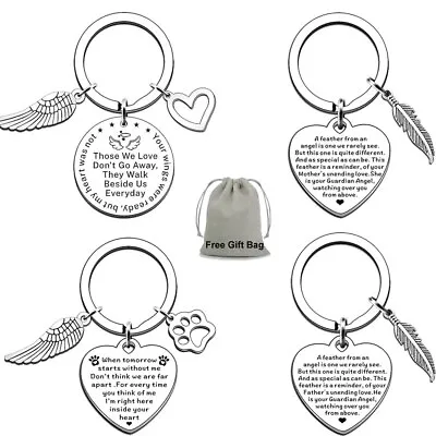 Memorial Gifts For Mum Dad Sister Son Daughter Dog Cat Loss Angel Wing Keyring • £4.55