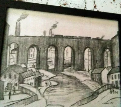 £12 • Buy Ls Lowry. The Viadut, Stockport 1969.Signed  Framed Print.