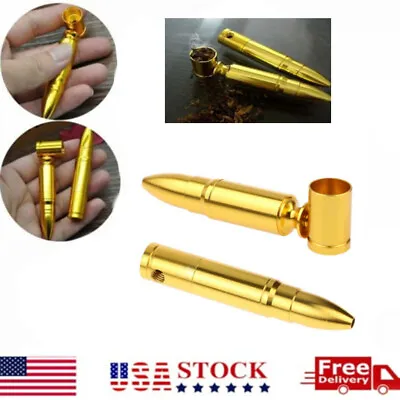 3.25 Inch Bullet Style Mini Smoking Metal Pipe Gold Portable Pipe USA • $6.99