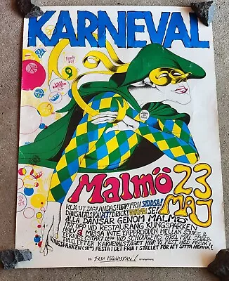 Vintage KARNEVAL 23rd MARDI GRAS Poster FRIA MANNISKAN • $58.79