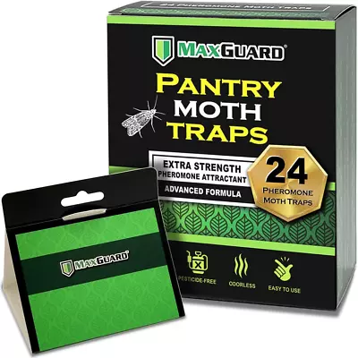 Pantry Moth Traps (24 Pack) With Extra Strength Pheromones | Non-Toxic Sticky Gl • $38.56