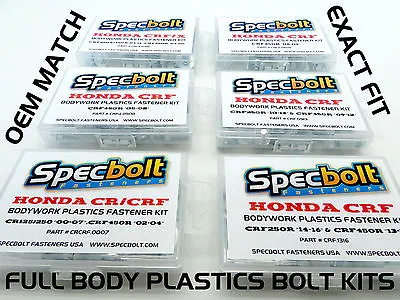 Honda Cr Crf Crfx Full Plastics Body Bolt Kit Cr125 Cr250 Cr500 Crf250r Crf450r • $15.99