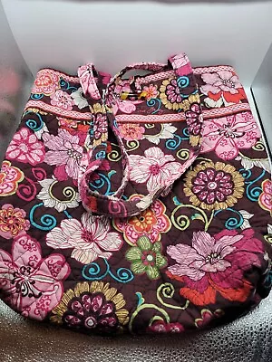 Vera Bradley Retired Libby Mod Floral Brown & Pink Shoulder Handbag Tote • $16.99