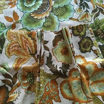 $72.99 • Buy Floral Mid Century MCM Mod 70s 1970s Pinch Pleat Lined Curtain Panel 71 In