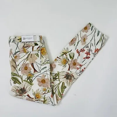 7FAM 7 For All Mankind New Gwenevere Floral White Ankle Skinny Jeans 29 Womens  • $35