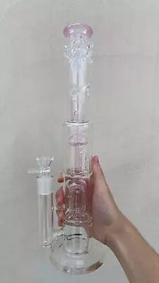 $37.99 • Buy 16  Pink Glass Bong Smoking Shisha Percolate Bongs Water Pipe Hookah + 18mm Bowl