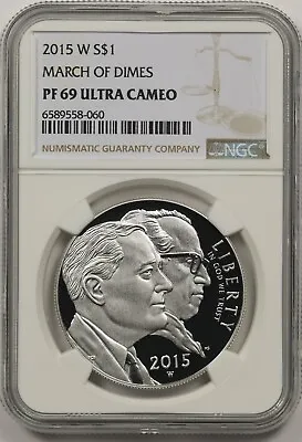 2015-W March Of Dimes $1 NGC PF69 Ultra Cameo Modern Commemorative Silver Dollar • $45