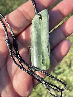 New Zealand Nephrite Greenstone MAORI Pounamu MARSDEN Jade OFFCUT Pendant 62 Mm • $40.50