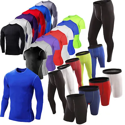 £7.30 • Buy Mens Compression Base Layer Thermal Winter Gym Top T-Shirt Leggings Shorts Pant♢