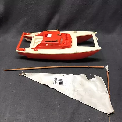 Vintage 1960's Eldon Catamaran Toy Sail Boat Plastic 16  Long 18  Tall Rare • $31.99