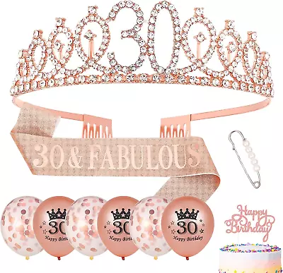 Heyu-Lotus 30th Birthday Sash And Tiara Rose Gold 30 & Fabulous Sash Rhinestone • £11.61