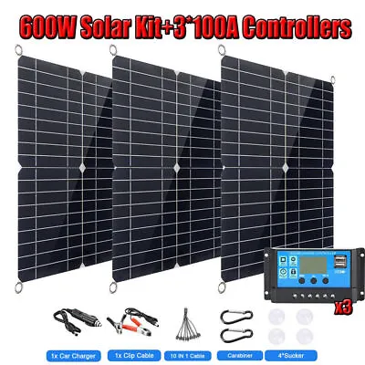 600W Solar Panel Kit 100A 12V Battery Charger W/ Controller Caravan Boat RV Car • £41.87
