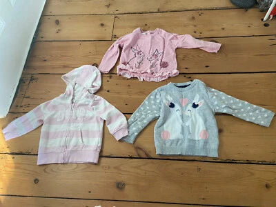 £8.50 • Buy Girls Gap Hoodie And Jumper Bundle Age 18-24 Months Pink White Grey Bunny Rabbit