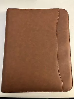 New Forevermore Brown Portfolio Padfolio W/Zip Closure Removable 3 Ring Binder • $29