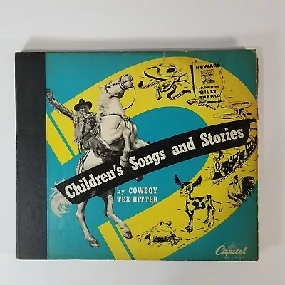Vintage Childrens Songs Stories Cowboy Tex Ritter 4 Record Album Set 78 Rpm Vg • $30.01