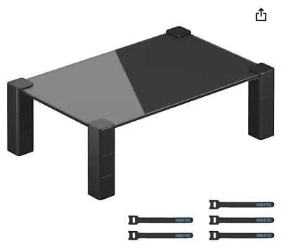 BONTEC Monitor Stand Glass Top  3 Heights Adjustable Desk Riser ✅ Brand New ✅ • £5.99