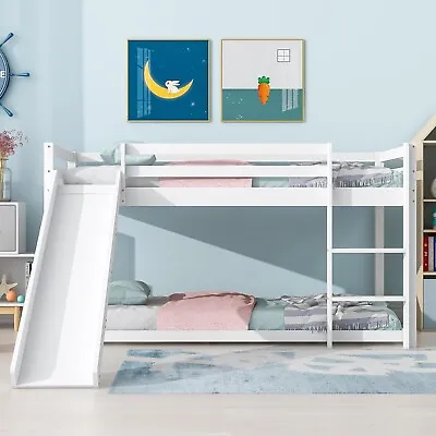 BTM Children's Cabin Bed Frame With Slide & Ladder Bunk Bed For Kids White Bed • £229