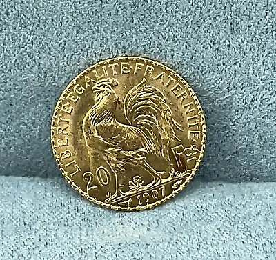 1907 Republic Of France Gold Coin 20 Francs Proud Rooster-AU • $818.88