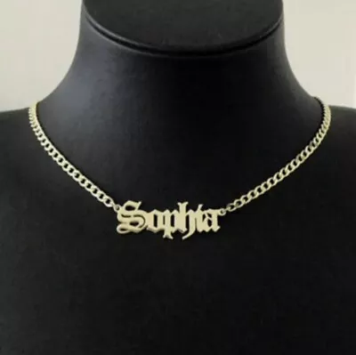 Customized Name Jewelry Necklace Old English Stainless Steel Metal Men Women • $19.90