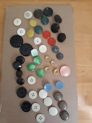 Vintage Lot Of Mixed Buttons Various Sizes Colors 5 Ounces 44 Count • $3.49