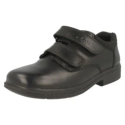 £25 • Buy Boys Clarks Deaton Inf & Jnr Black Leather Smart Strap Shoes