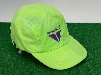 Vintage SNOWBIRD Ski Snowboard Mountain Resort Neon Green Cap Hat • $18.71