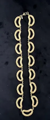 Monet Necklace Vintage Gold Tone TexturedChain Link Long Signed • $21.99