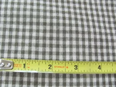 Vintage Cotton Blend Brown Cream Gingham Fabric Over 3 Yards • $12