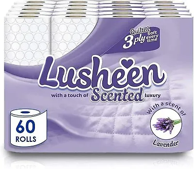 £23.99 • Buy Lusheen 3 Ply White Quilted & Lavender Scented Strength Toilet Paper 60 Rolls