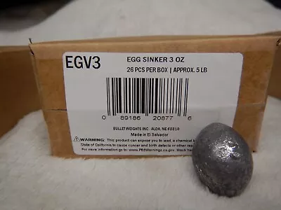 Bullet Weights EGV3 Egg Sinker 5lb 3oz 26pc Approx. Box • $29.99