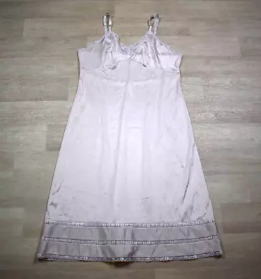 80s Adonna White Nylon Lace Trim Full Slip VTG Lingerie Size 38 • $14.88