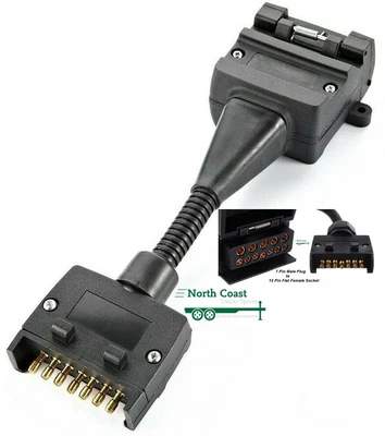 $29.95 • Buy 7 Pin Flat Plug To 12 Pin Flat Socket Adaptor Trailer Caravan