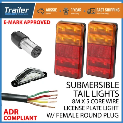 $43.94 • Buy Led Trailer Submersible Tail Lights Kit Plug,number Plate Light,5 Core Wire Boat