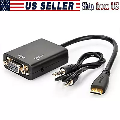 Mini HDMI To VGA Male To Female Cable Video Converter Adapter Conversion Cable • $9.99