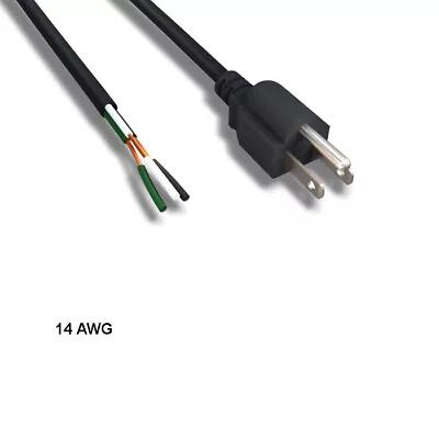 Kentek 6 FT 14 AWG AC Power Cord NEMA 5-15P To ROJ Pigtail 3 Wires 15A/125V • $12.33