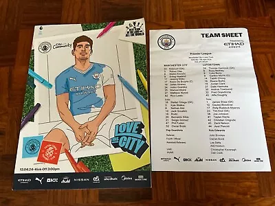 Manchester City V Luton Town Programme And Teamsheet 13/04/24 • £4