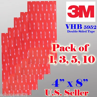$6.99 • Buy 3M VHB Double Sided Foam Adhesive Sheet Tape 5952 Body Shop Mounting Bonding 