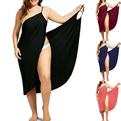 Women Plus Size Bikini Cover Up Swim Beachwear Long Maxi Wrap Sarong Beach Dress • £7.10